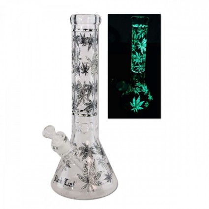 Black Leaf Glow Star Beaker Ice Bong